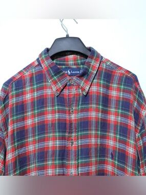 Polo Ralph Lauren Plaid Shirt Mens 2XT Big & Tall Red Green Button Down Flannel